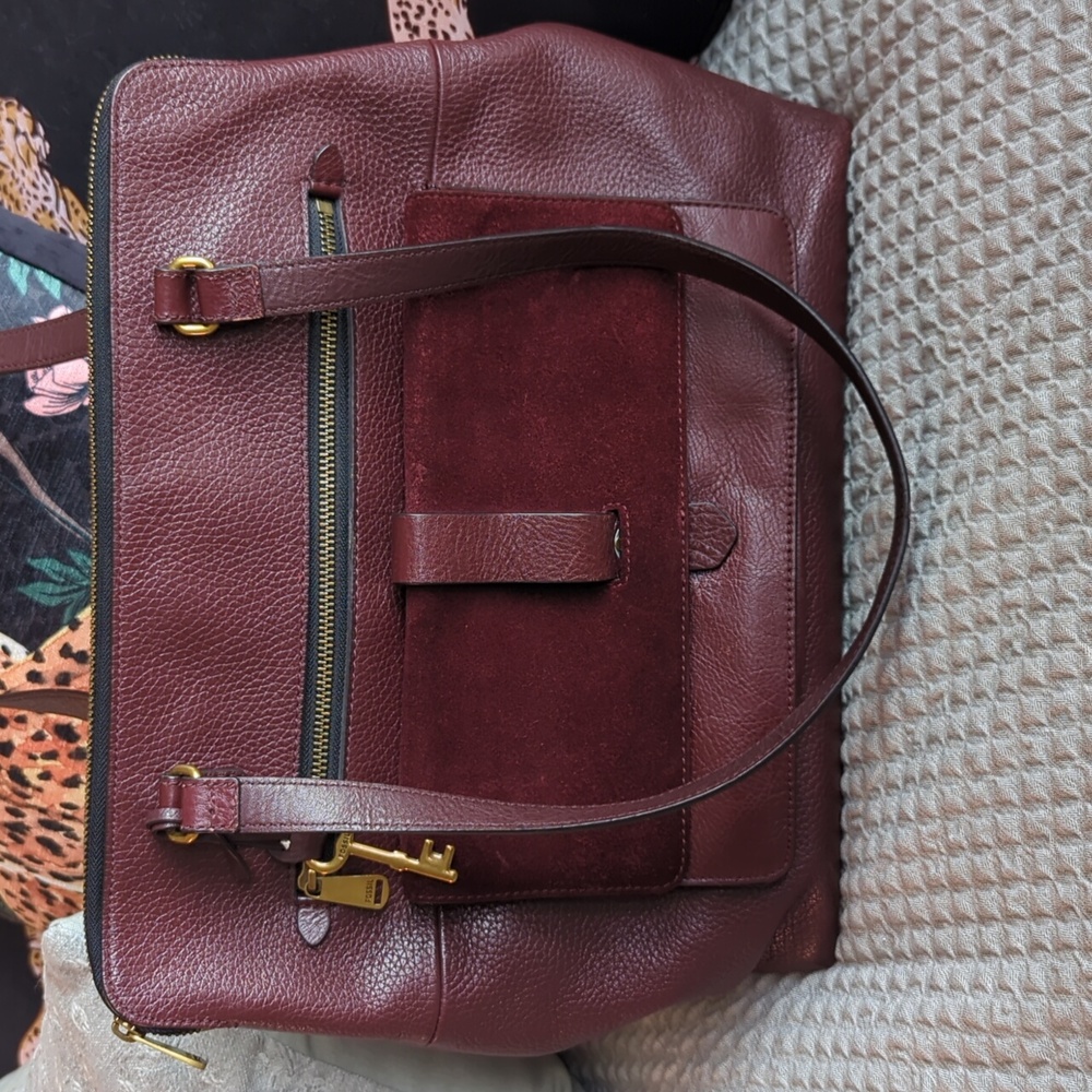 Fossil Kinley Leather and Suede Shopper Shoulder Bag